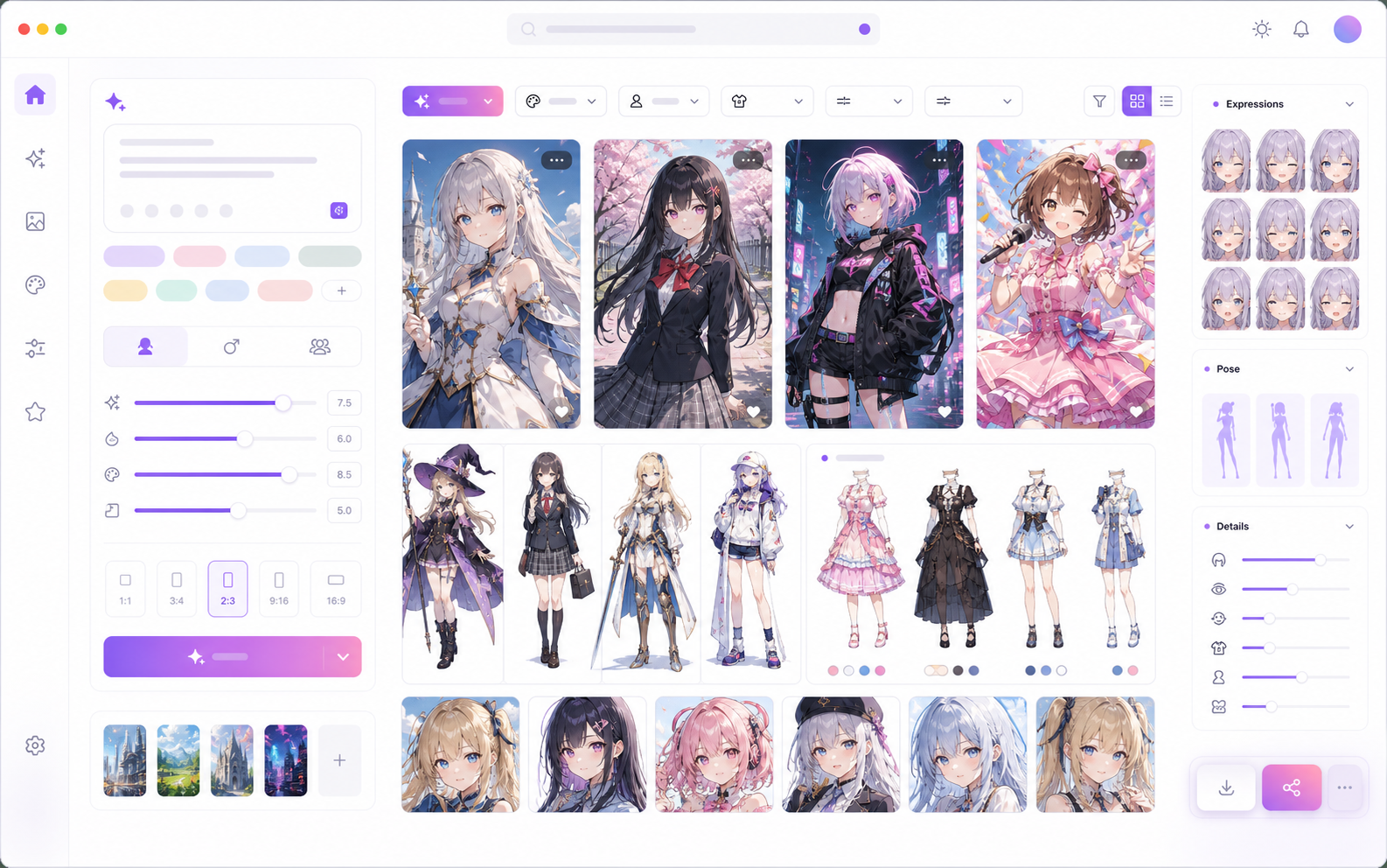 AI character profile sheet